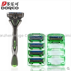 China 6 Blätter -Rasiermesser für das Rasieren, schreiten 6 blaue schmierende Streifen Rasiermesser-Patronen fournisseur